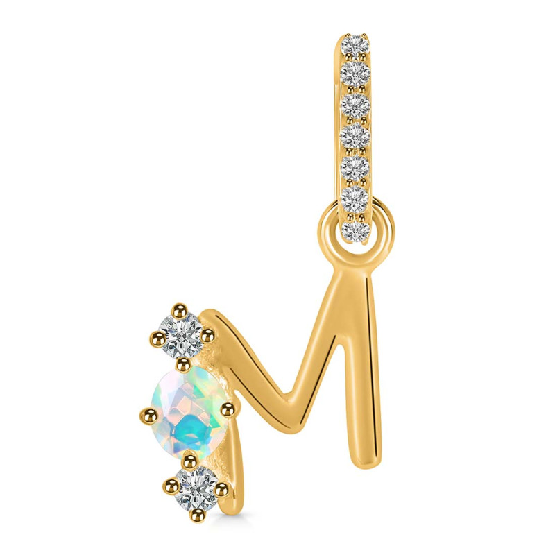 Opal & White Topaz Alphabet M Pendant OPL-RDA-91.