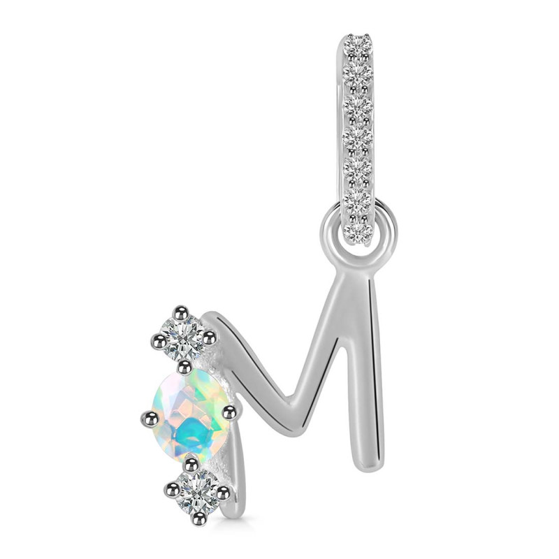 Opal & White Topaz Alphabet M Pendant OPL-RDA-91.