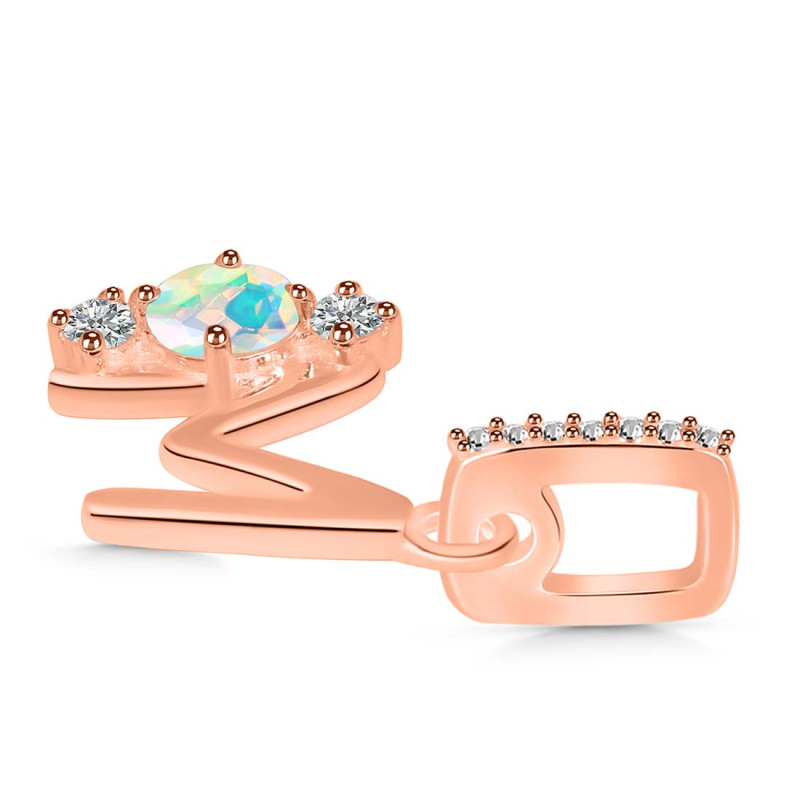 Opal & White Topaz Alphabet M Pendant OPL-RDA-91.