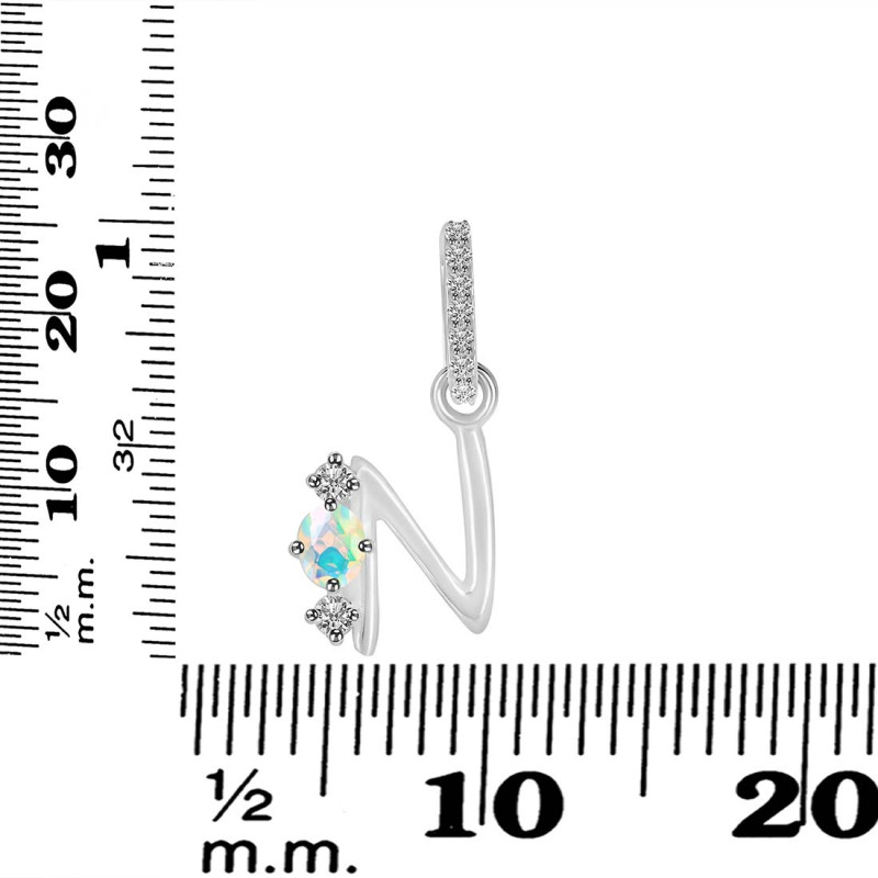 Opal & White Topaz Alphabet N Pendant OPL-RDA-92.