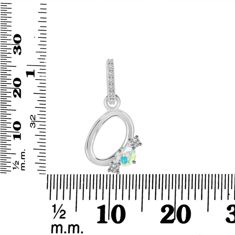 Opal & White Topaz Alphabet O Pendant OPL-RDA-93.