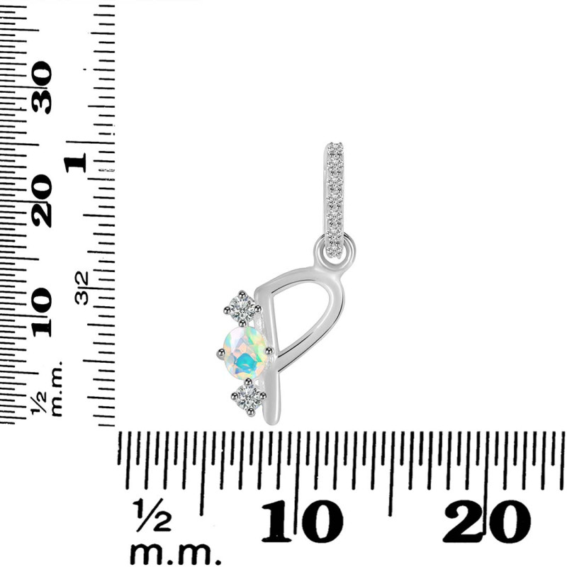 Opal & White Topaz Alphabet P Pendant OPL-RDA-94.
