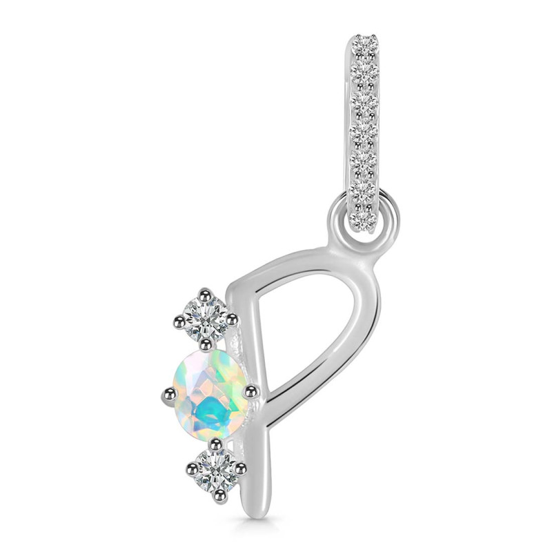 Opal & White Topaz Alphabet P Pendant OPL-RDA-94.