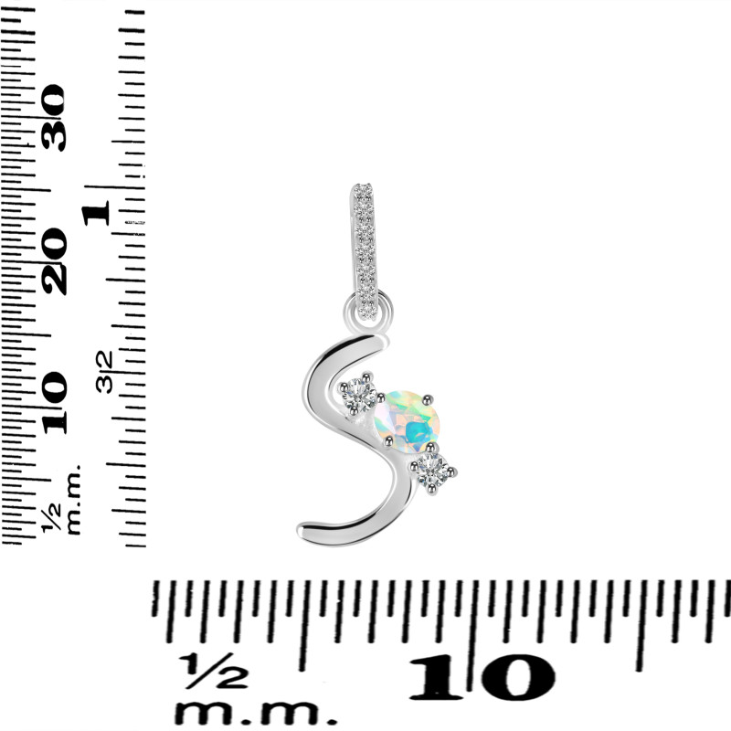 Opal & White Topaz Alphabet S Pendant OPL-RDA-97.