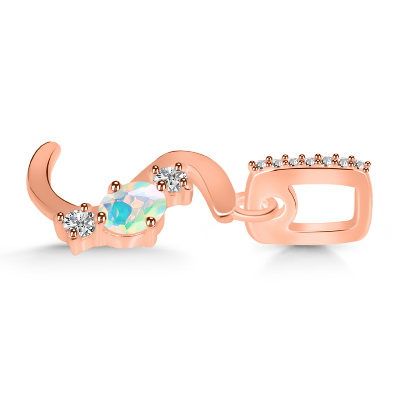 Opal & White Topaz Alphabet S Pendant OPL-RDA-97.