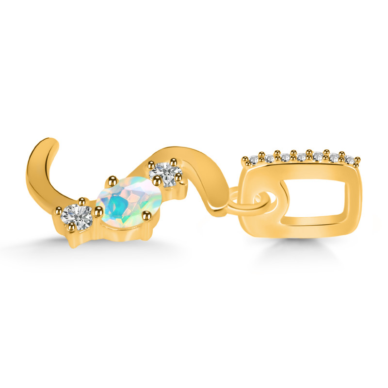 Opal & White Topaz Alphabet S Pendant OPL-RDA-97.