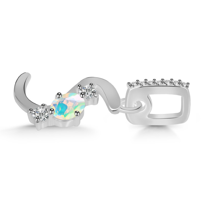 Opal & White Topaz Alphabet S Pendant