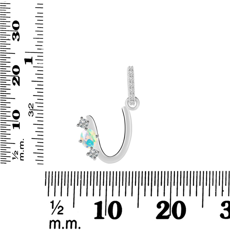 Opal & White Topaz Alphabet U Pendant OPL-RDA-99.