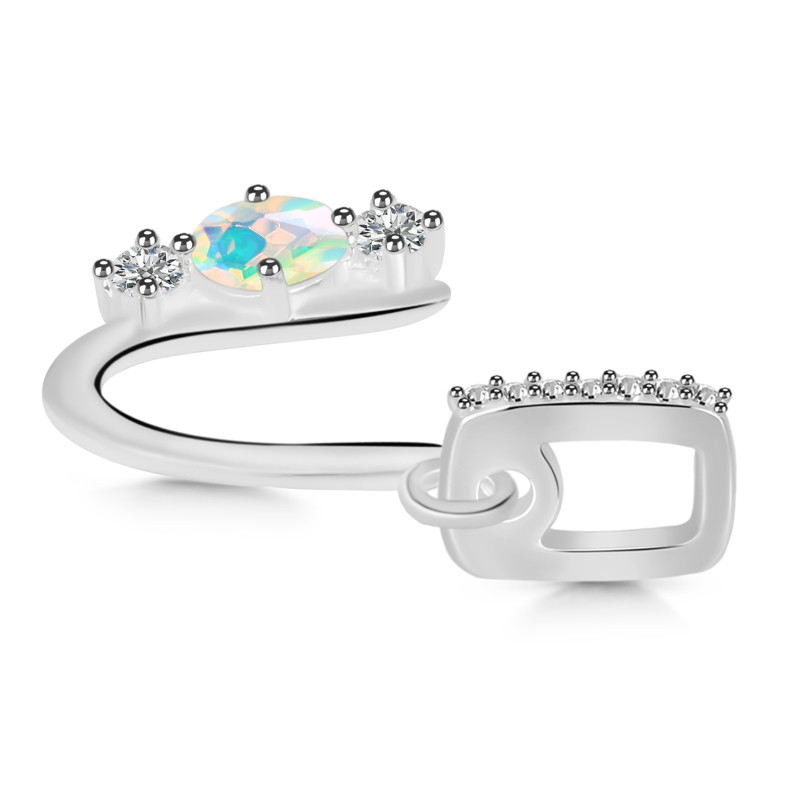 Opal & White Topaz Alphabet U Pendant