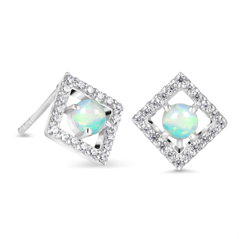 Opal & White Topaz Stud Earring