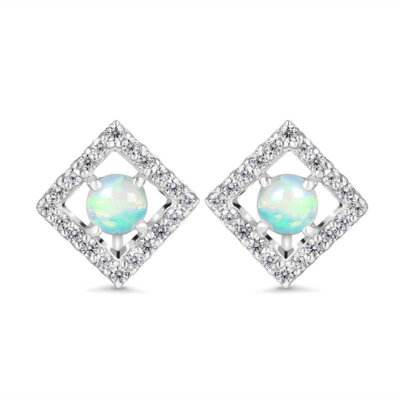 Opal & White Topaz Stud Earring OPL-RDE-847.