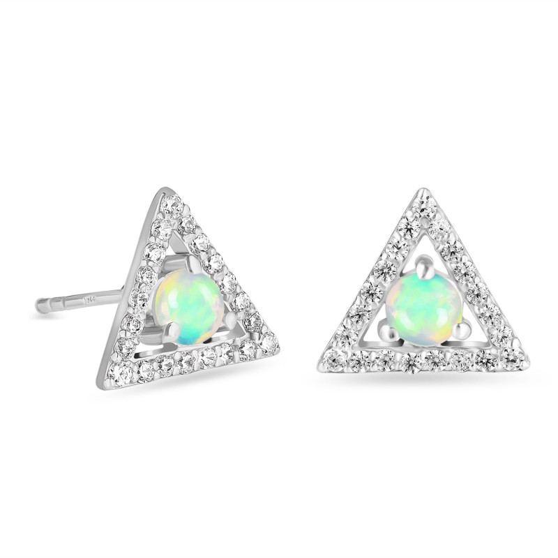 Opal & White Topaz Stud Earring
