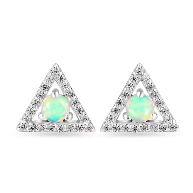Opal & White Topaz Stud Earring OPL-RDE-848.