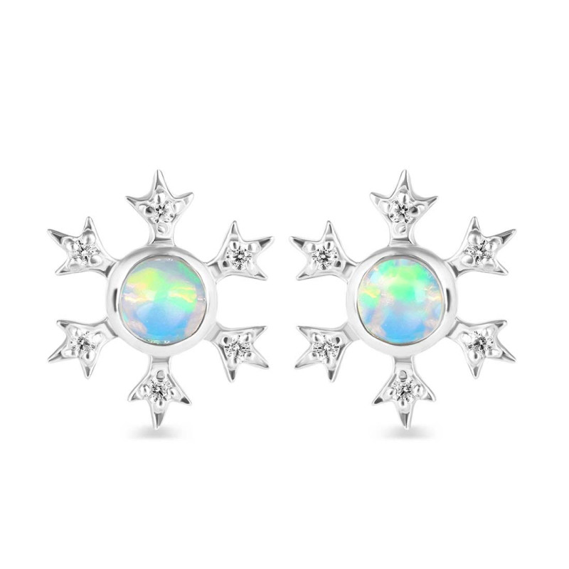 Opal & White Topaz Stud Earring OPL-RDE-854.