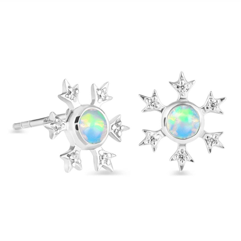 Opal & White Topaz Stud Earring