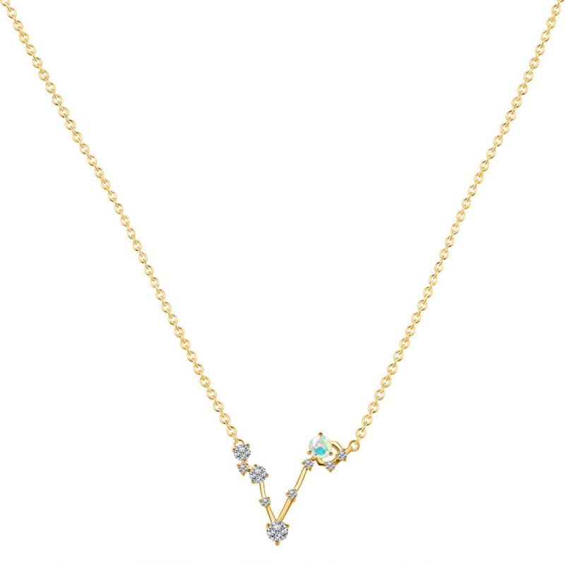 Pisces Zodiac Star Constellation Opal & White Topaz Necklace OPL-RDN-387.