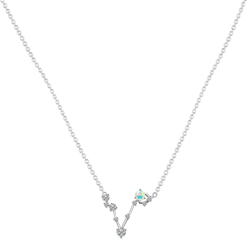 Pisces Zodiac Star Constellation Opal & White Topaz Necklace OPL-RDN-387.