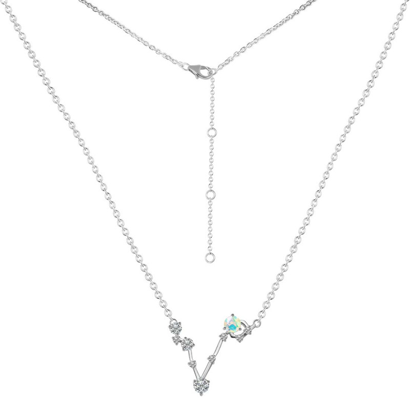 Pisces Zodiac Star Constellation Opal & White Topaz Necklace