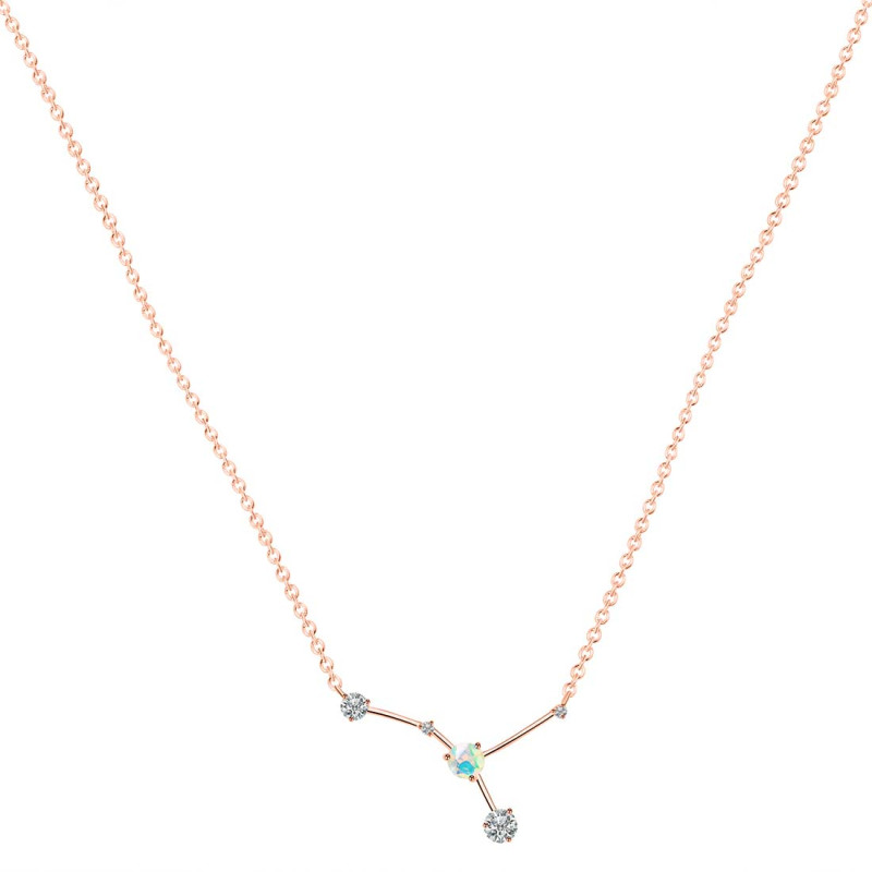 cancer Zodiac Star Constellation Opal & White Topaz Necklace OPL-RDN-486.
