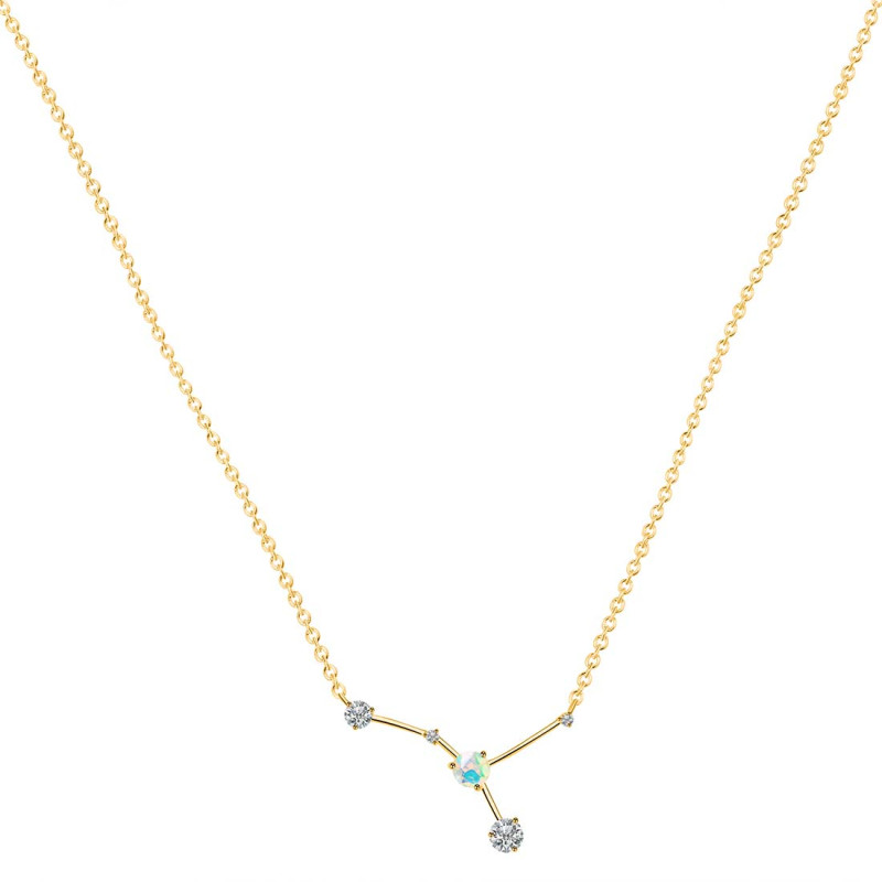 cancer Zodiac Star Constellation Opal & White Topaz Necklace OPL-RDN-486.