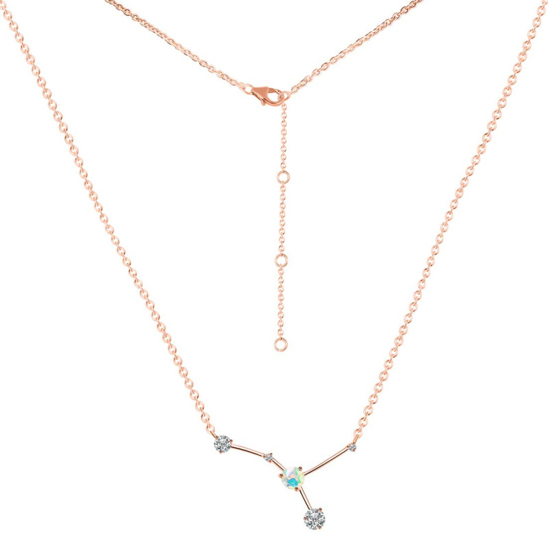 cancer Zodiac Star Constellation Opal & White Topaz Necklace OPL-RDN-486.