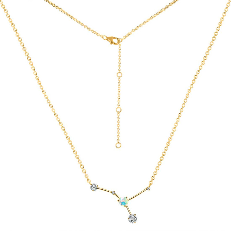 cancer Zodiac Star Constellation Opal & White Topaz Necklace OPL-RDN-486.