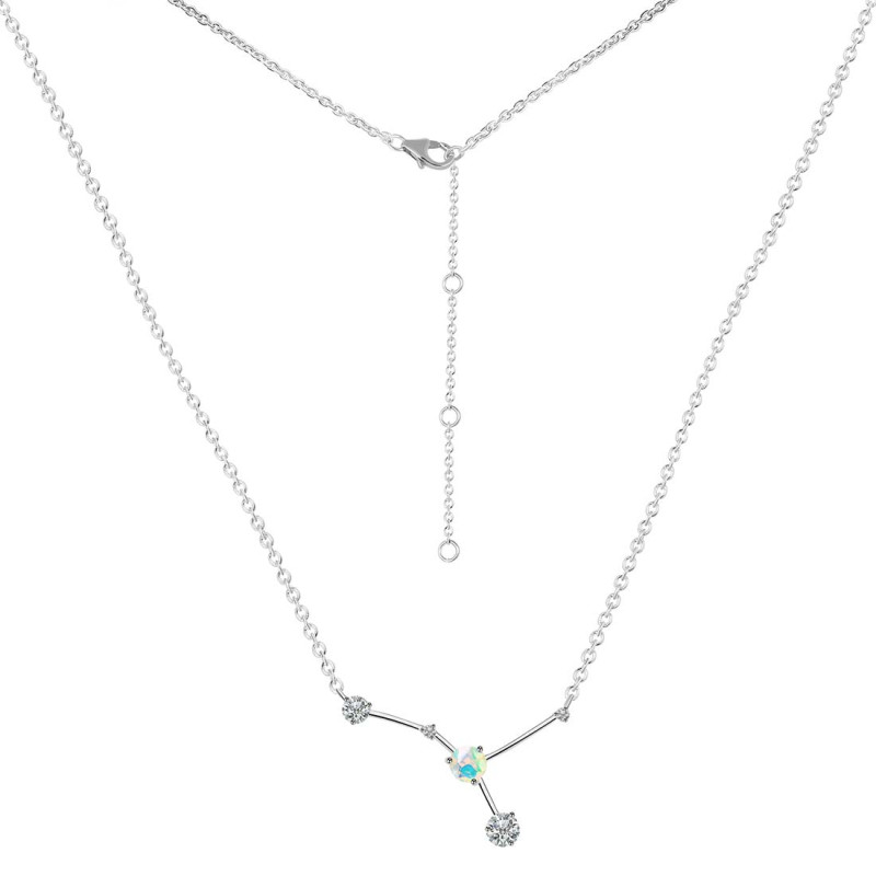 cancer Zodiac Star Constellation Opal & White Topaz Necklace