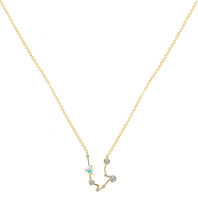 Aquarius Zodiac Star Constellation Opal & White Topaz Necklace OPL-RDN-487.