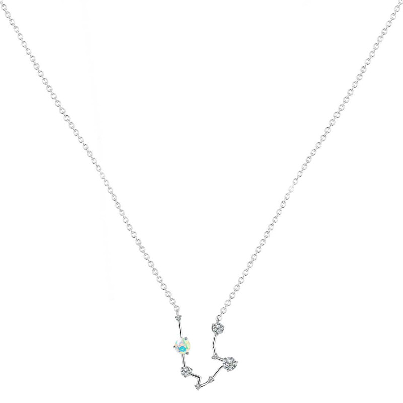 Aquarius Zodiac Star Constellation Opal & White Topaz Necklace OPL-RDN-487.