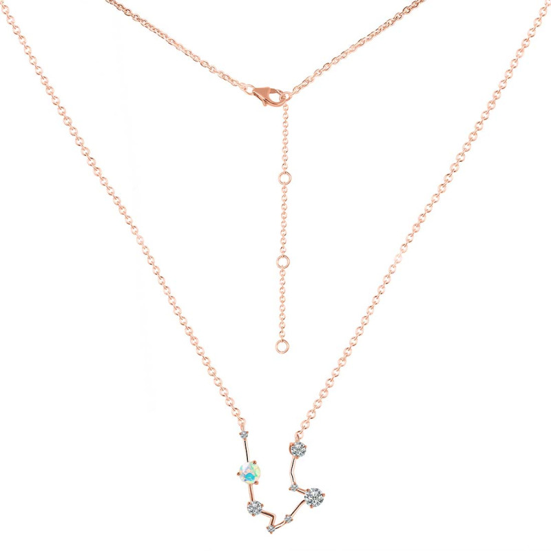 Aquarius Zodiac Star Constellation Opal & White Topaz Necklace OPL-RDN-487.