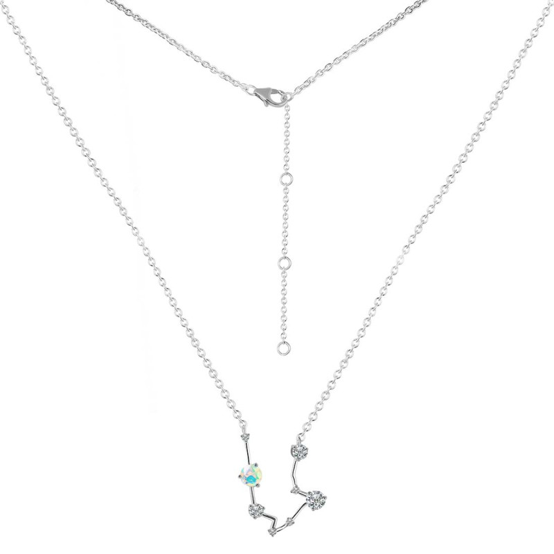 Aquarius Zodiac Star Constellation Opal & White Topaz Necklace