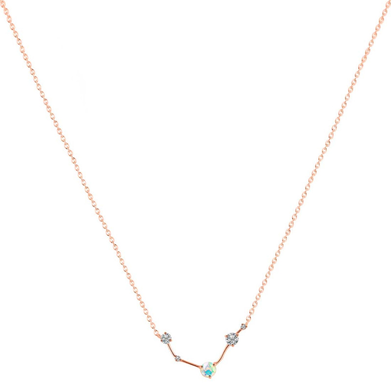 Aries Zodiac Star Constellation Opal & White Topaz Necklace OPL-RDN-488.