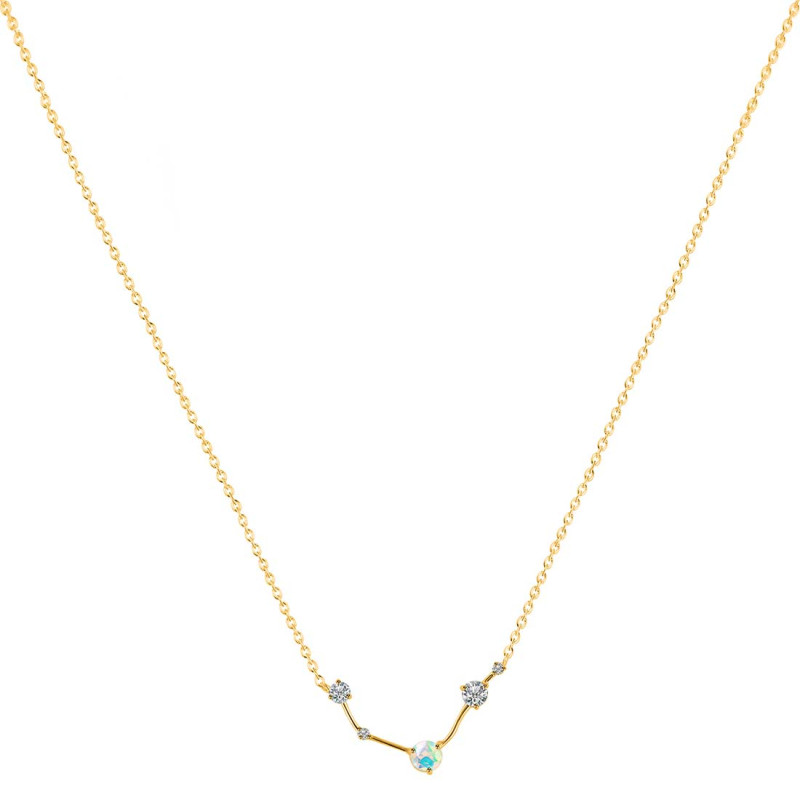 Aries Zodiac Star Constellation Opal & White Topaz Necklace OPL-RDN-488.