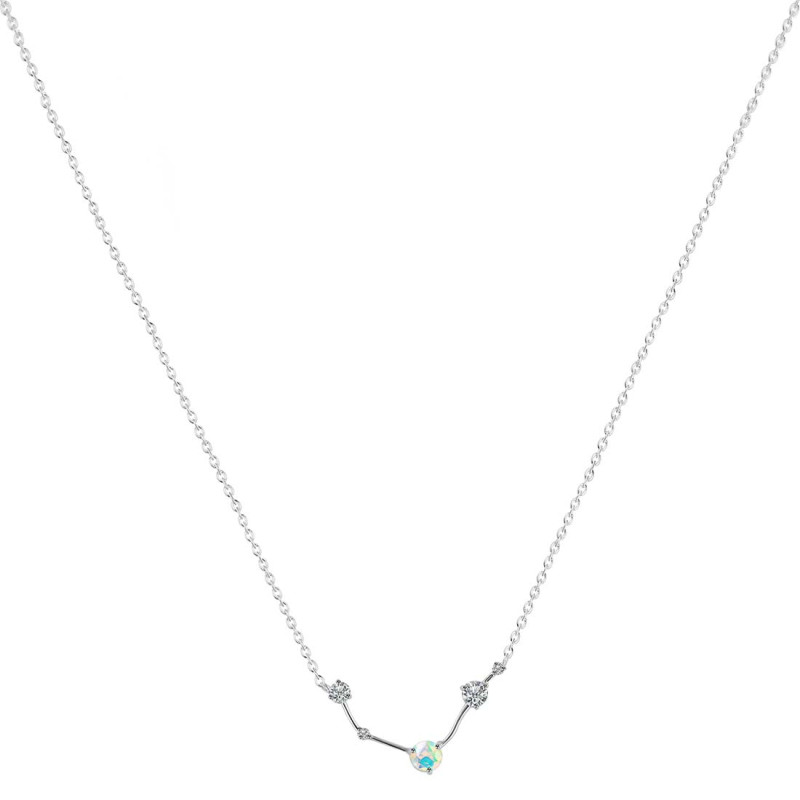Aries Zodiac Star Constellation Opal & White Topaz Necklace OPL-RDN-488.