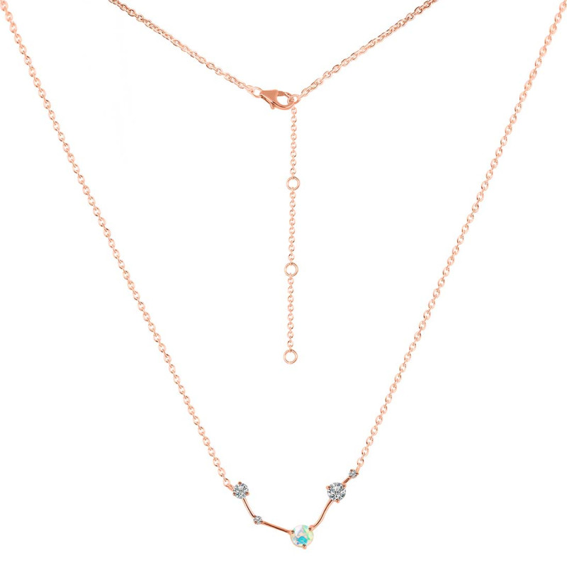 Aries Zodiac Star Constellation Opal & White Topaz Necklace OPL-RDN-488.