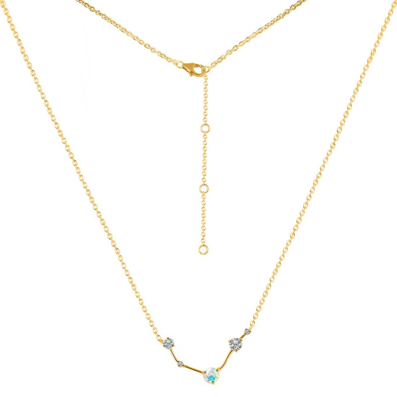 Aries Zodiac Star Constellation Opal & White Topaz Necklace OPL-RDN-488.