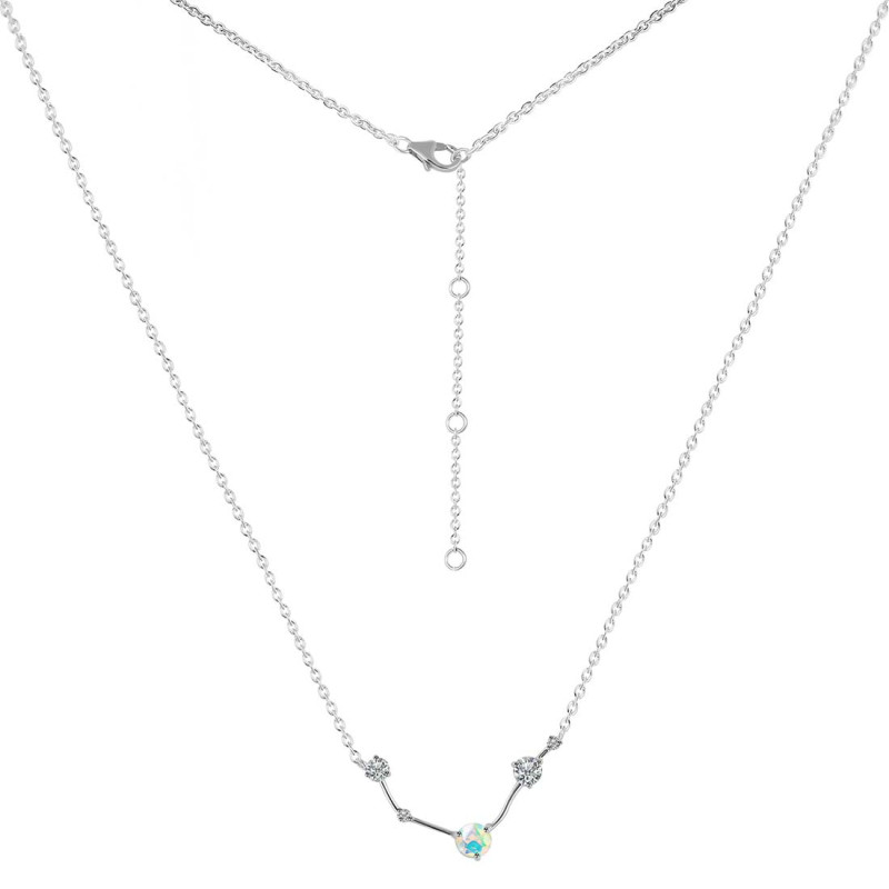 Aries Zodiac Star Constellation Opal & White Topaz Necklace
