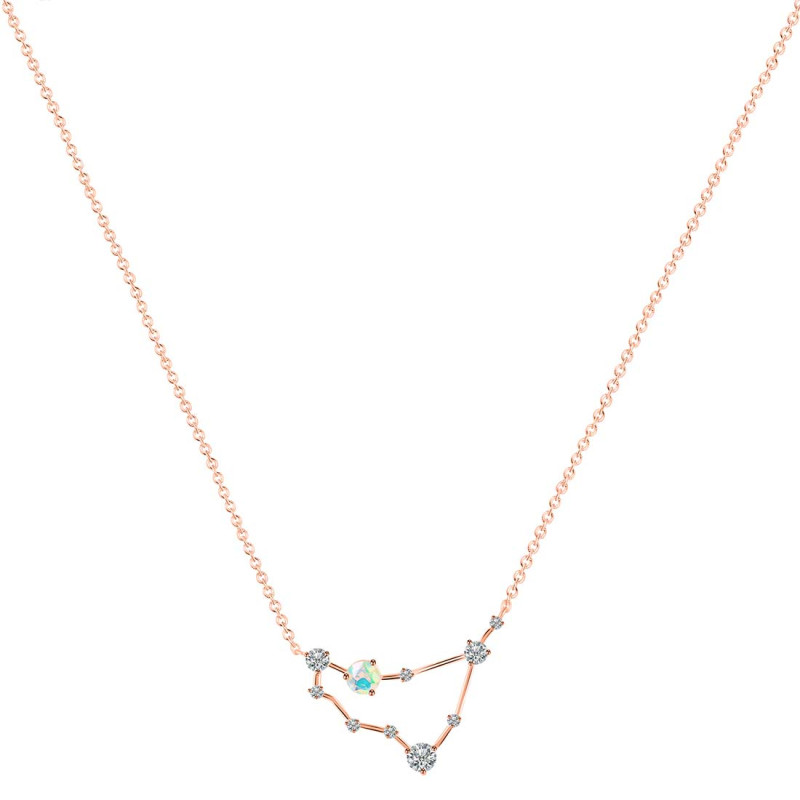 Capricorn Zodiac Star Constellation Opal & White Topaz Necklace OPL-RDN-489.