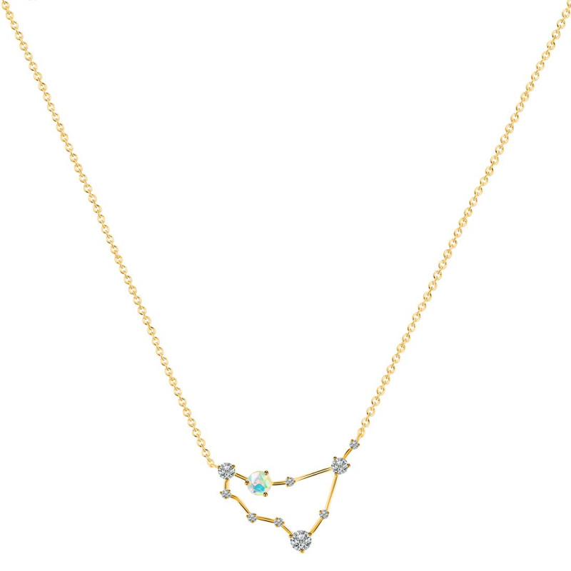 Capricorn Zodiac Star Constellation Opal & White Topaz Necklace OPL-RDN-489.