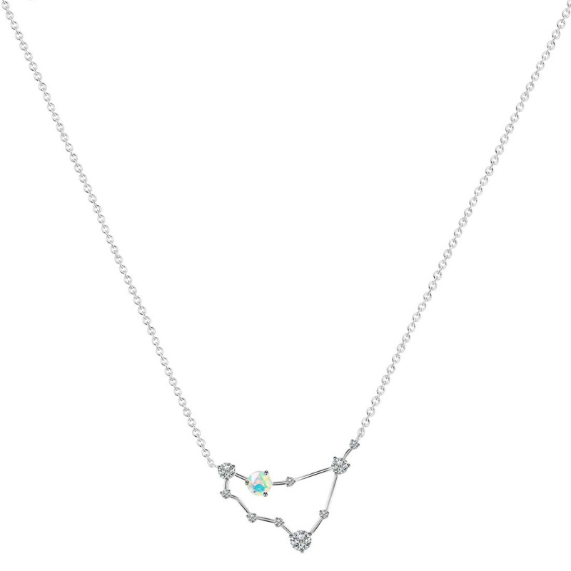 Capricorn Zodiac Star Constellation Opal & White Topaz Necklace OPL-RDN-489.