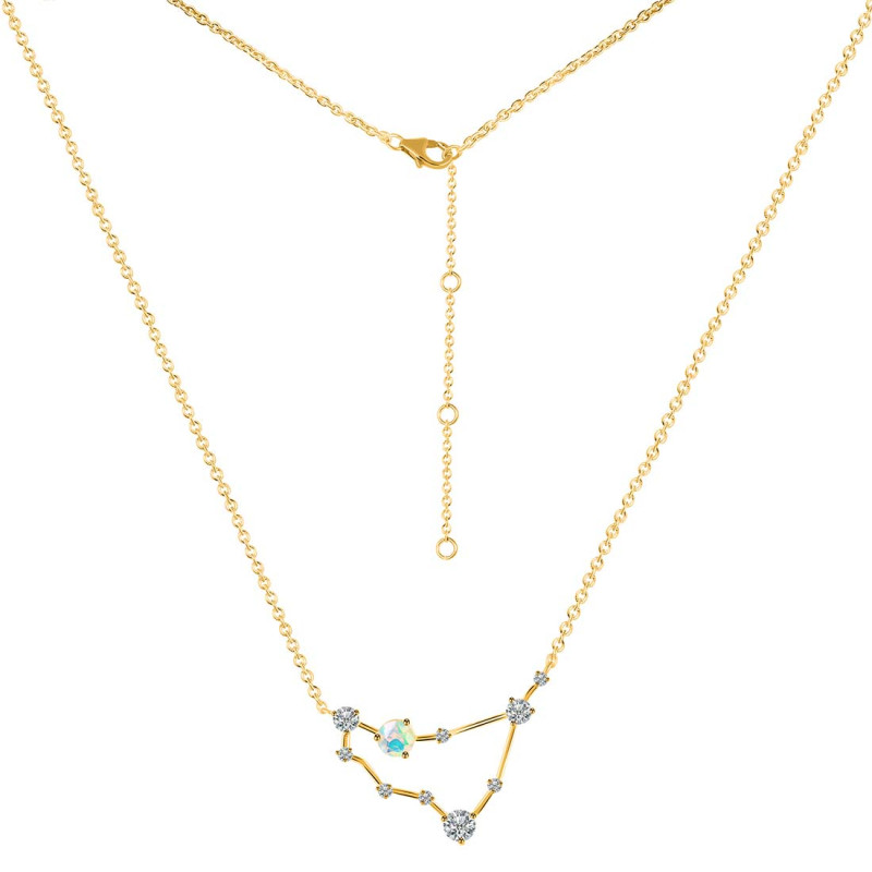 Capricorn Zodiac Star Constellation Opal & White Topaz Necklace OPL-RDN-489.