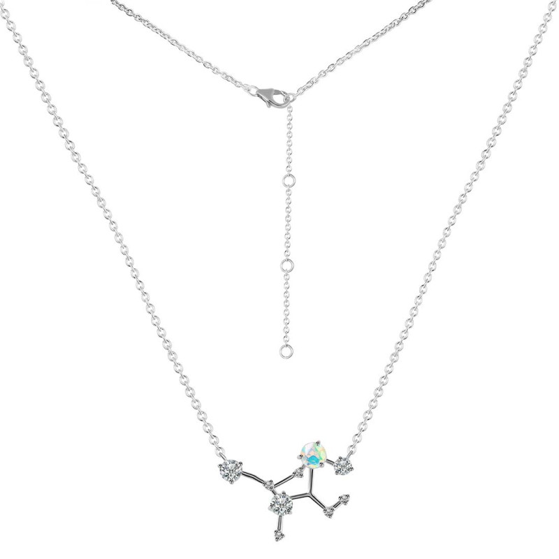 Virgo Zodiac Star Constellation Opal & White Topaz Necklace