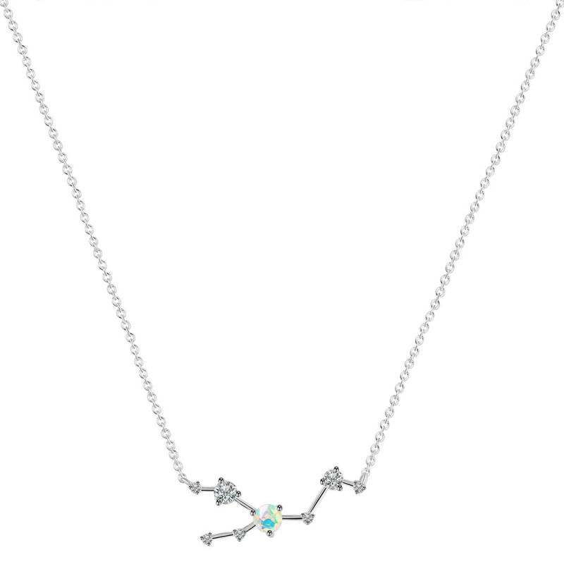 Taurus Zodiac Star Constellation Opal & White Topaz Necklace OPL-RDN-492.