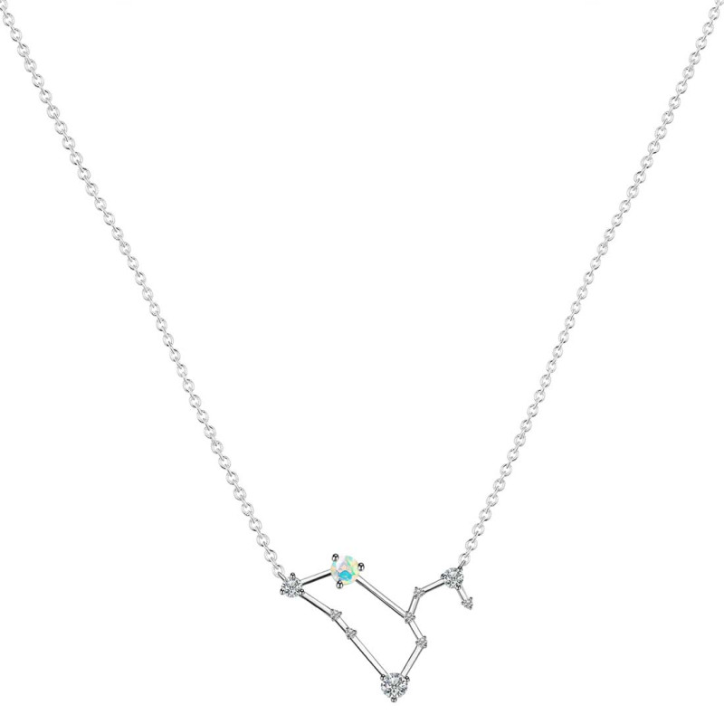 Leo Zodiac Star Constellation Opal & White Topaz Necklace OPL-RDN-493.