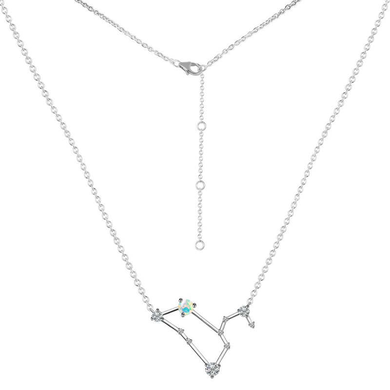 Leo Zodiac Star Constellation Opal & White Topaz Necklace