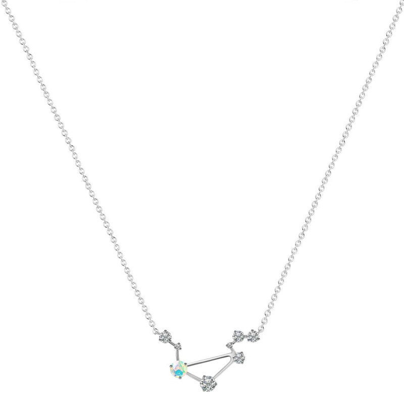 Libra Zodiac Star Constellation Opal & White Topaz Necklace OPL-RDN-494.