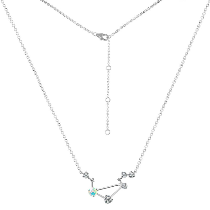 Libra Zodiac Star Constellation Opal & White Topaz Necklace