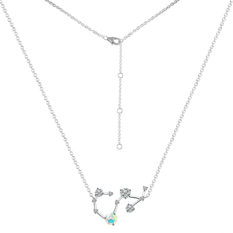 Scorpio Zodiac Star Constellation Opal & White Topaz Necklace