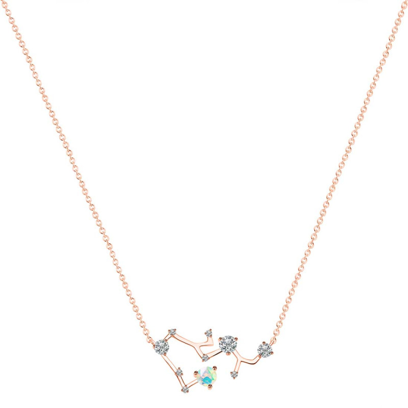 Sagittarius Zodiac Star Constellation Opal & White Topaz Necklace OPL-RDN-496.