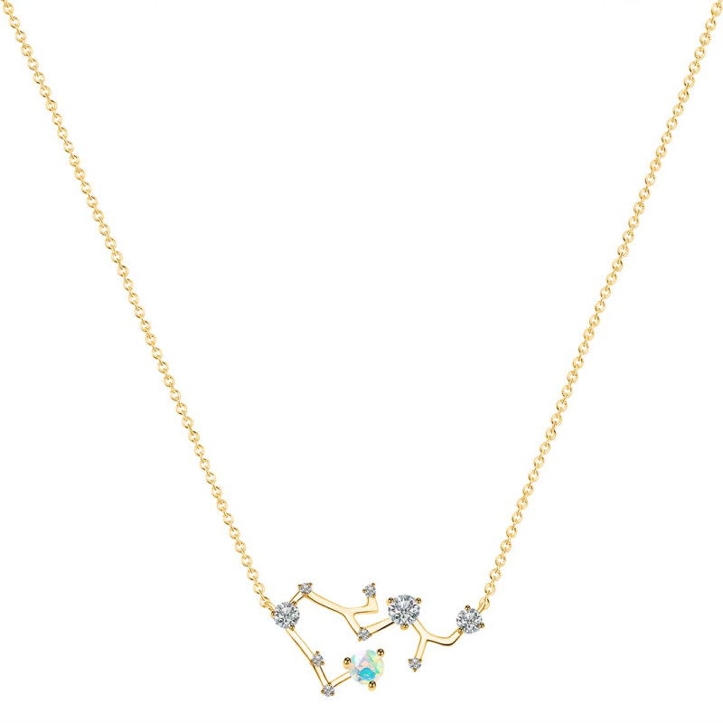 Sagittarius Zodiac Star Constellation Opal & White Topaz Necklace OPL-RDN-496.